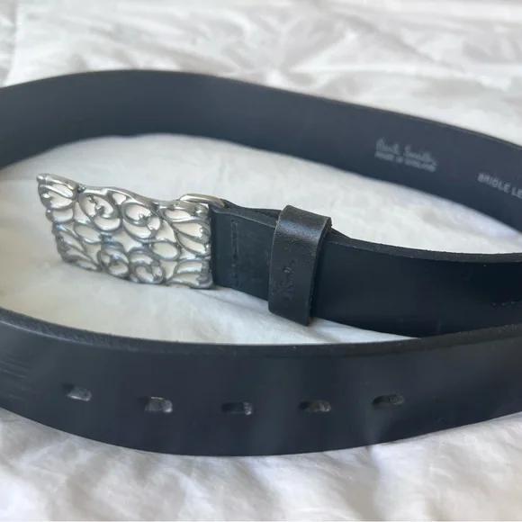 Paul Smith black Leather Belt with white Buckle Paul Smith black Leather Belt with white Buckle main image 2